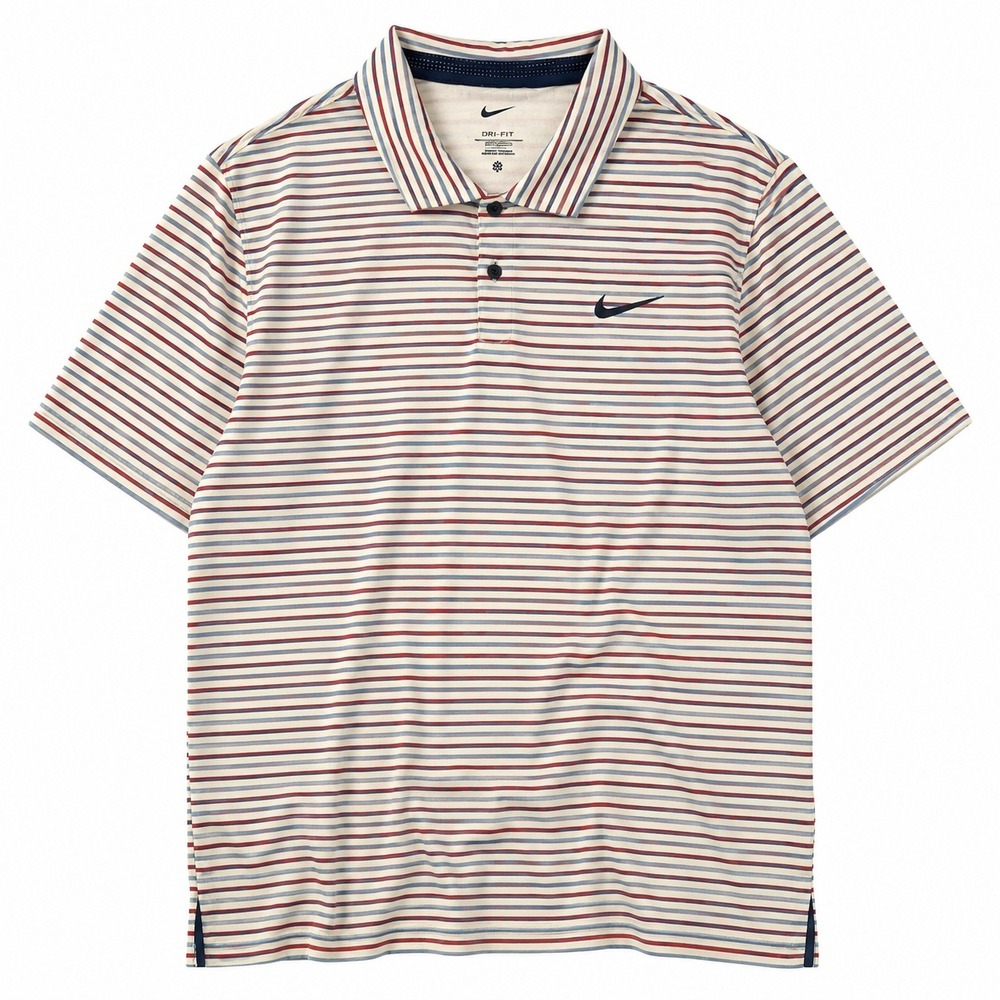 Nike Dri-FIT Polo Shirt Mens XL Striped Golf USA Theme Athletic Short Sleeve
